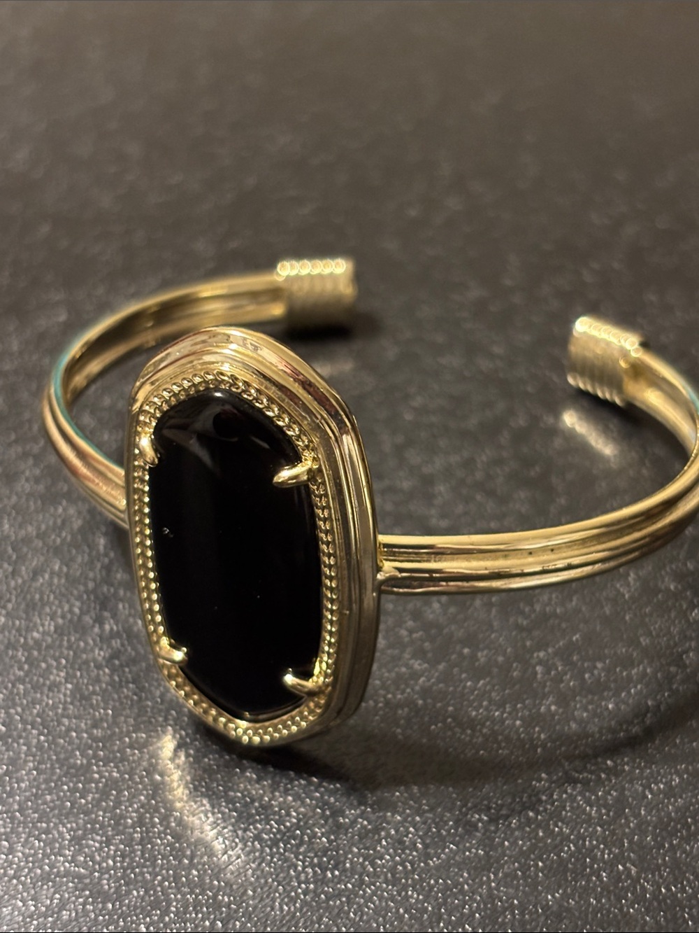 Kendra Scott Gold Cuff Bracelet with Black Stone